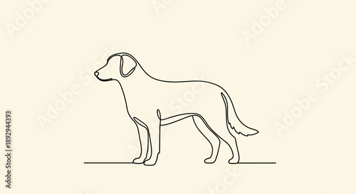 Minimalist Line Art of a Standing Dog Silhouette 1.