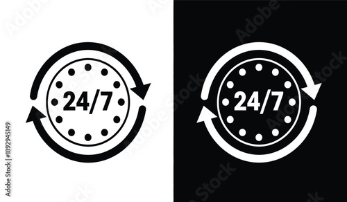 247 service icon with circular arrows and