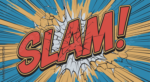 Vibrant comic book style slam impact explosion illustration