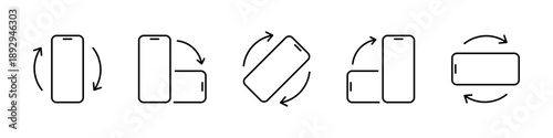 Smartphone screen rotation icon set