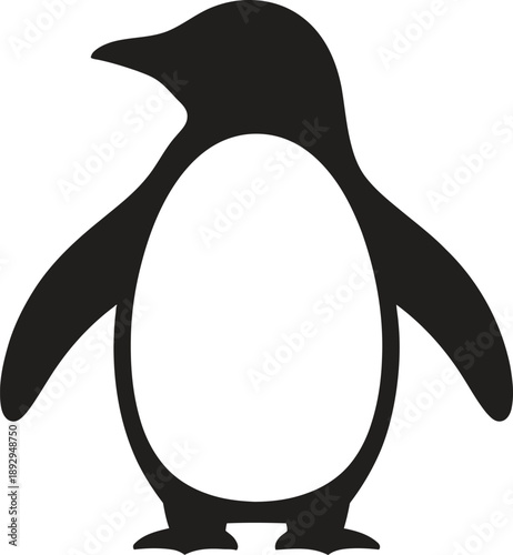 Penguin Silhouette, Animal Icon, Minimalist, Black and White, Cute. Vector Illustration