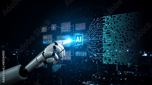 Obraz na płótnie Artificial intelligence drives data analysis and visualization, optimizing network insights and strategic decision making Parse