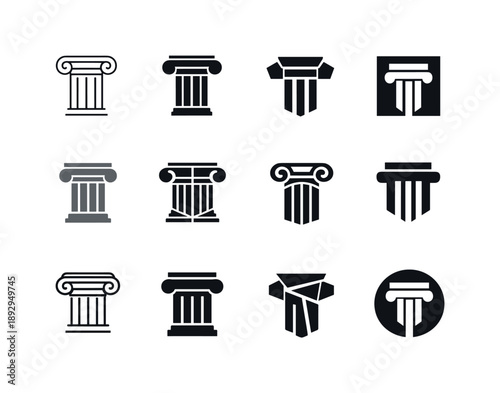 Architectural Icons Evolution. Traditional architecture from ancient to modern times. Icon set. Set Logo of traditional architecture from ancient to modern