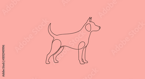 Minimalist Line Art of a Standing Dog Silhouette.