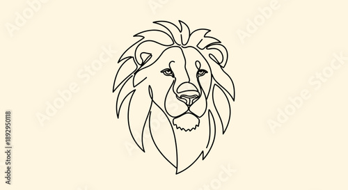 Minimalist Lion Head Line Art Drawing.