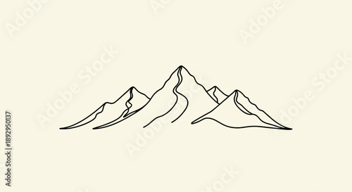 Minimalist Mountain Range Line Art Illustration 2.