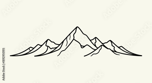 Minimalist Mountain Range Outline Simple Line Art.