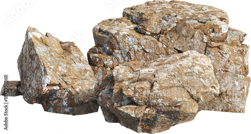 High Detail Rock Formation Isolated on White Background – Photogrammetry 3D Asset