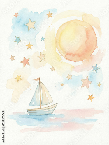 Dreamy Vertical Background of Soft Ocean Scenery with Pink and Blue Reflections