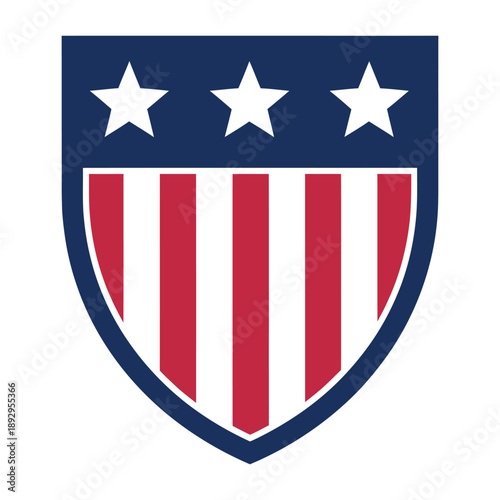 Patriotic shield with stars and stripes symbolizing protection and freedom