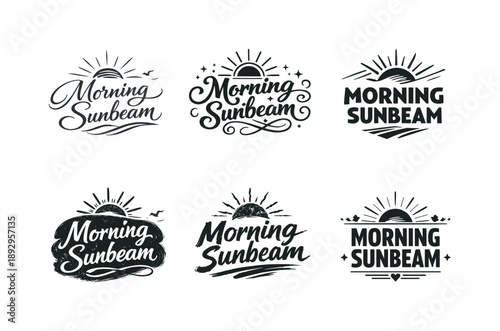 Harmonious Lettering Grid. Soft morning sunbeam. Set lettering. harmonious lettering variations of the same emblematic concept, each with different artistic