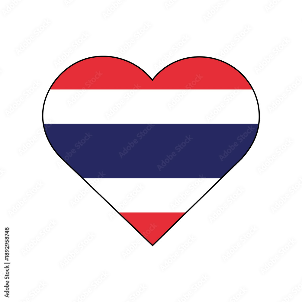 Fototapeta premium Thailand Flag in Heart Shape - Thai National Symbol Icon
