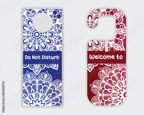 Ornamental Door Sign With Artistic Floral Elements Design