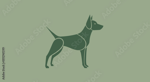 Minimalist Silhouette of a Standing Dog in Green.