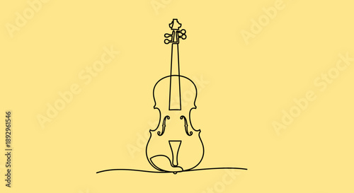 Minimalist single line drawing of a violin.