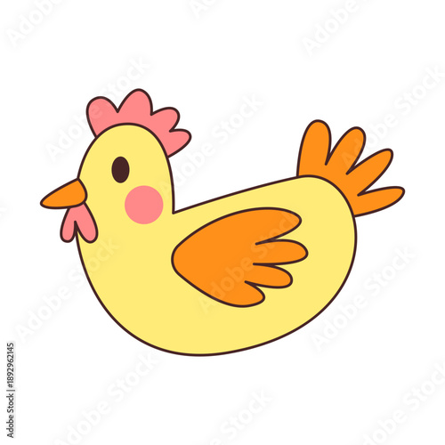 Cute Cartoon Style Chicken Farm Animal Poultry Clipart Illustration