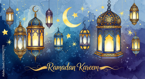 Ramadan kareem arabian lanterns and lamps border. Middle east antique kerosene hanging light underline or border, mosque ancient gas lamp or muslim ramadan karem lantern vector divider or separator