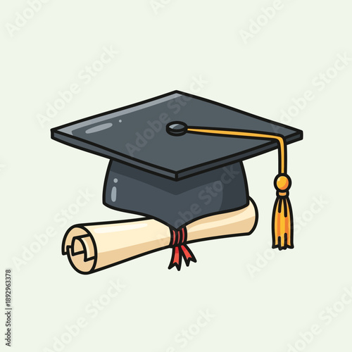 Graduation Cap and Diploma Certificate.