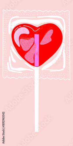 Heart Shaped Lollipop Candy with Transparent Wrapper