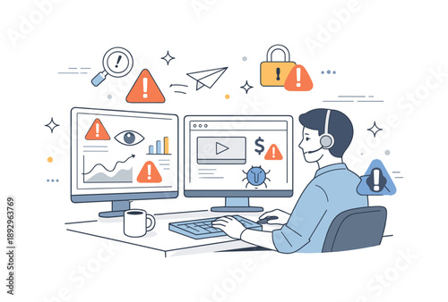 Cybersecurity Vigilance. Cybersecurity for digital marketing and advertising platforms ? threat monitoring. Specialist monitoring suspicious activity and