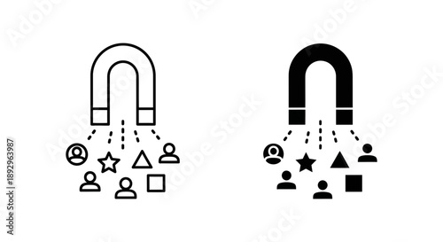 Customer attraction magnet icon, symbolizing lead generation, marketing, and outreach efforts.