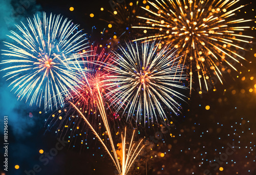fireworks in night sky back...
