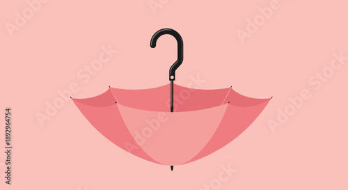 Pink Umbrella with Question Mark Handle Symbolizing Uncertainty.