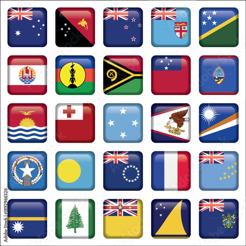 Oceania and Australian Square Flags