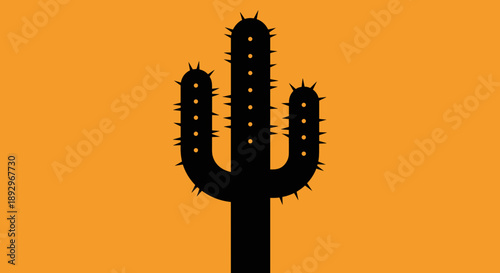 Silhouette of a Saguaro Cactus with Spikes.