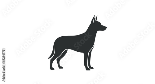 Silhouette of a Standing German Shepherd Dog Profile.