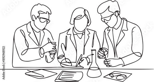 Scientists conducting experiments together in a laboratory setting