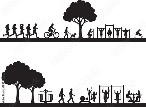 Diverse people engaging in outdoor activities and sports in park also transparent background