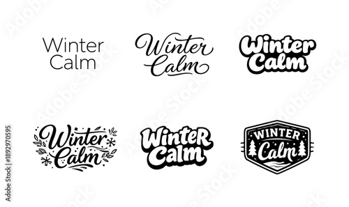 Winter Typography Styles. Winter Calm Typography. Set lettering. harmonious lettering variations of the same emblematic concept, each with different artistic