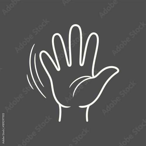 White hand gesture stop sign symbol.