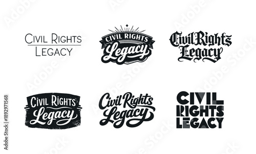 Civil Rights Lettering Art. Civil rights legacy quotes. Set lettering. harmonious lettering variations of the same emblematic concept, each with different