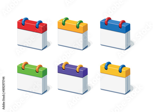 Isometric Calendar Icons. Calendar Date Blocks ?. Isometric flat vector icons set of Calendar Date Blocks ?: date block , date block , date block , date block