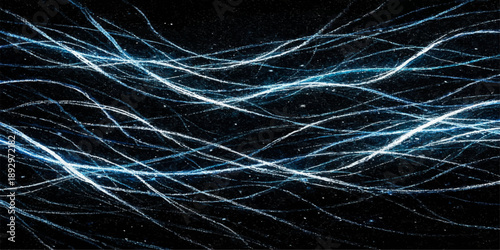 A dark blue abstract background loop features a fractal wave pattern of light and motion, blending technology and science elements into a sleek digital wallpaper design