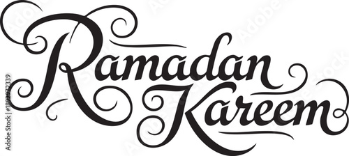 Black ramadan kareem text with swirly flourishes islamic muslim