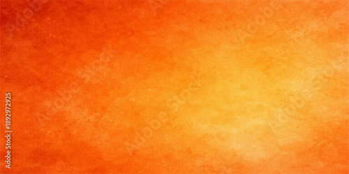 An abstract grunge orange background features aged paper textures and a vintage brown pattern to create an antique parchment design with a blank retro wall backdrop for artistic wallpaper