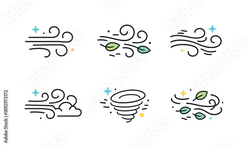 March Wind Icons. March Wind Icons. Rounded line-style wind gusts arranged evenly like a small icon set. Calm functional design suitable for weather and
