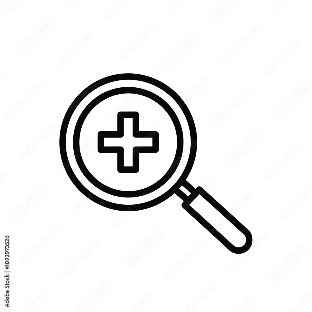 Obraz premium Magnifying glass with plus icon for zoom in navigation functionality