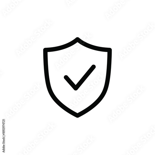 Safety shield icon with check mark for security and protection app