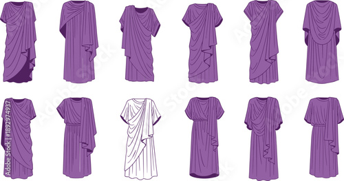 Purple and white toga clothing variations purple toga ancient Greek clothing Roman clothing