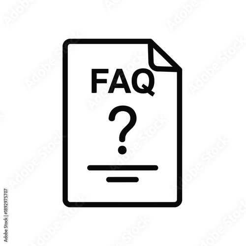 Faq document file line icon with question mark for help information