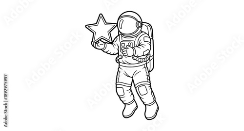 Astronaut holding a star, symbolizing achievement and exploration in space