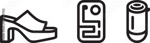 Summer platform mule shoe icon with abstract geometric graphic and cylindrical object art