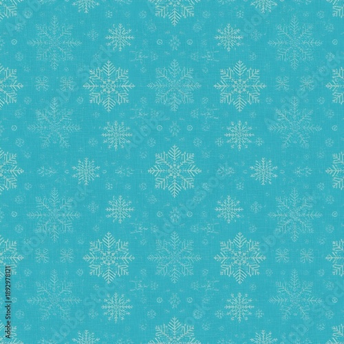 Blue Christmas snowflakes repeat pattern. Great for winter holidays wallpaper, backgrounds, invitations, packaging design projects. Surface pattern design Generative Ai