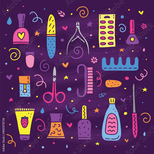 Manicure and Nail Care Doodles