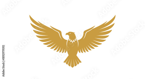 Majestic golden eagle symbol with wings spread wide, a powerful and elegant vector illustration representing freedom and strength
