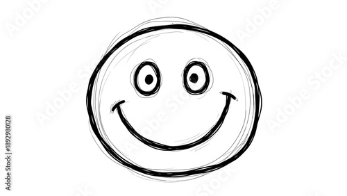 Simple Hand Drawn Smiley Face Icon with Happy Expression.